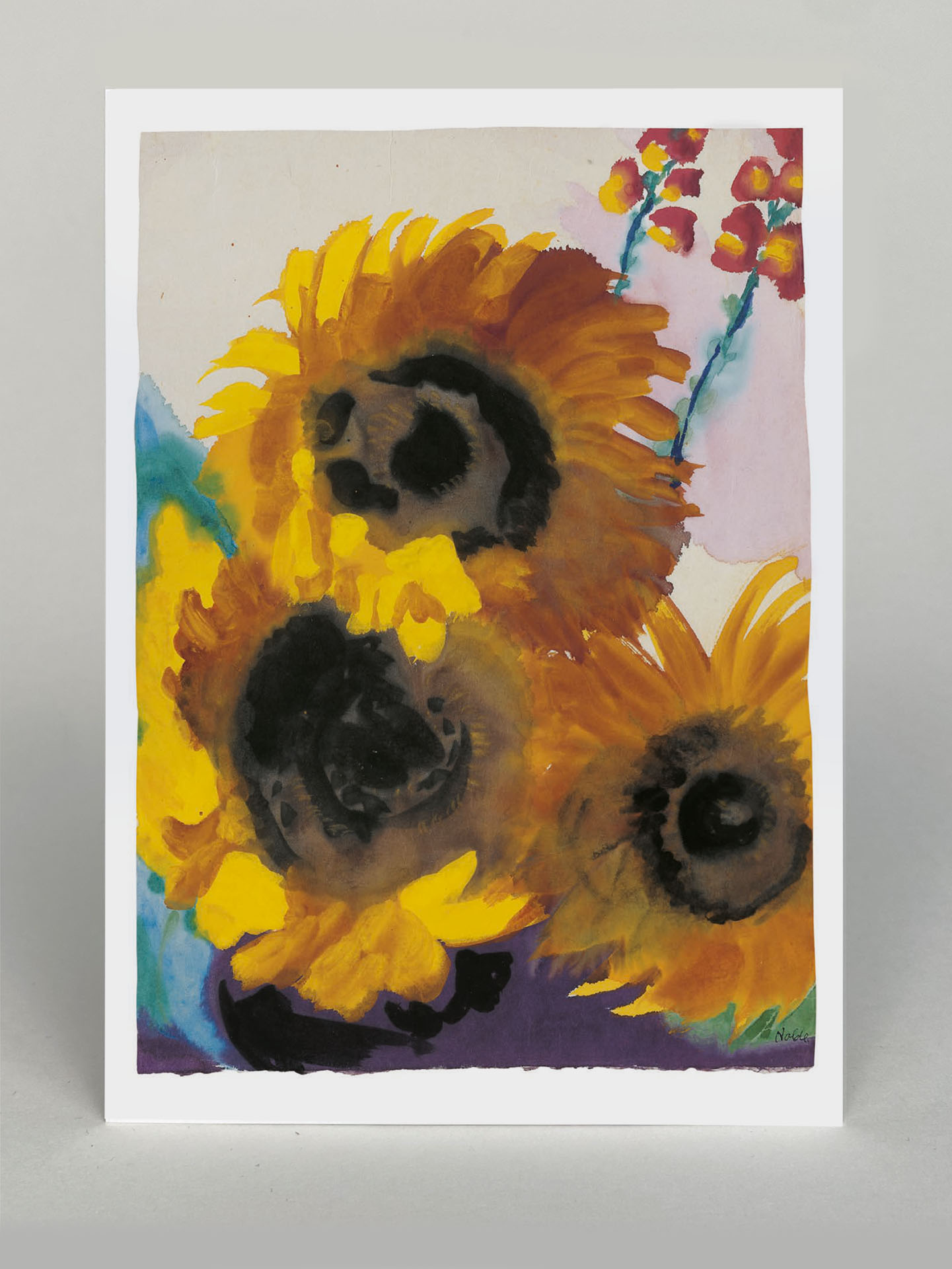 Kunstkarte: "Drei gelbe Sonnenblumen"